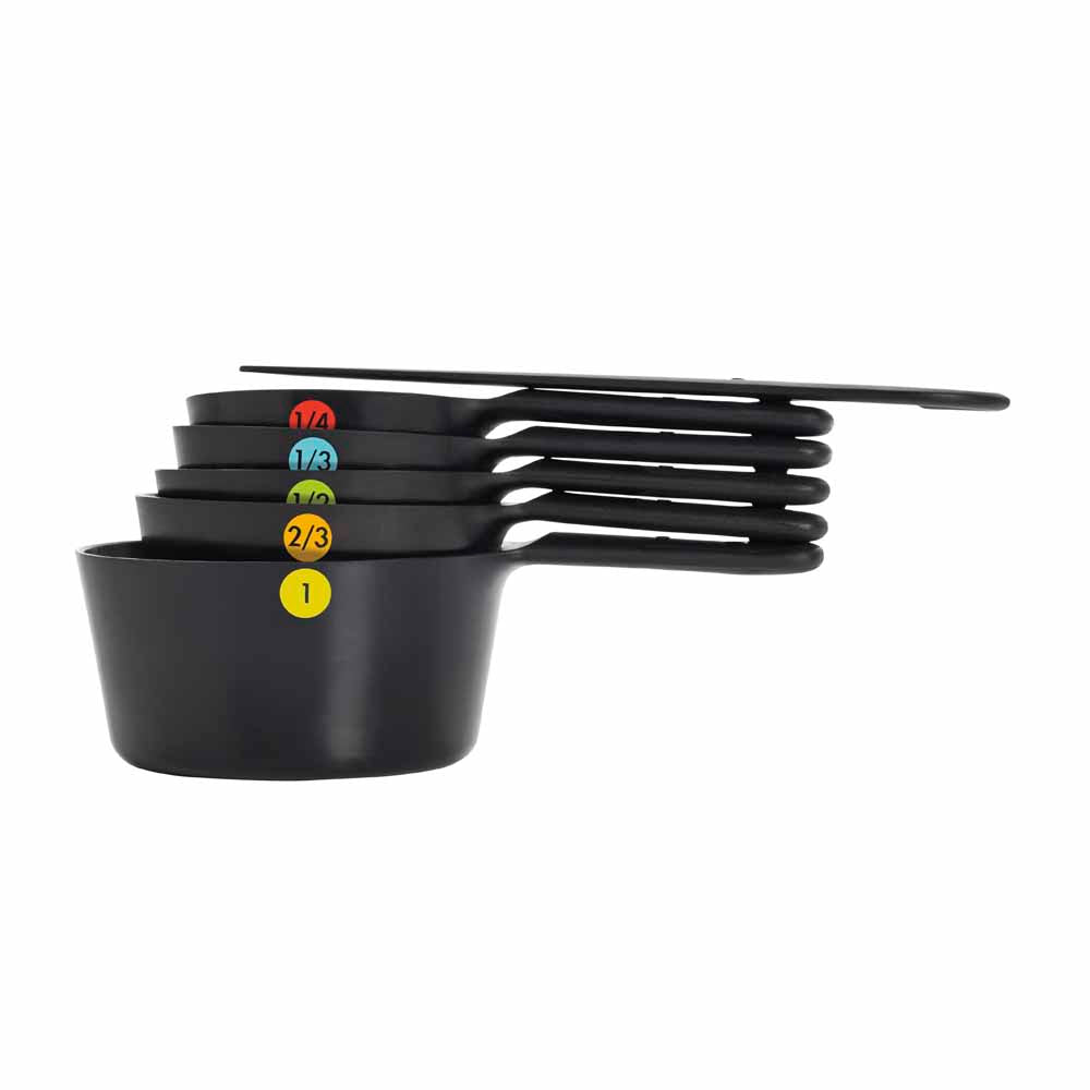 6 Piece Plastic Measuring Cups - Black