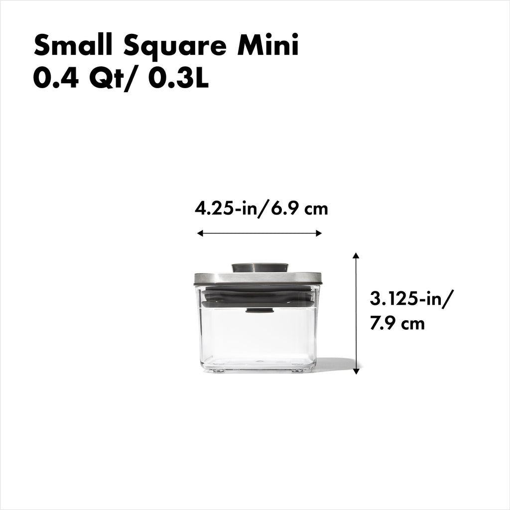 POP Container - Small Square Mini (0.4 Qt) - Steel