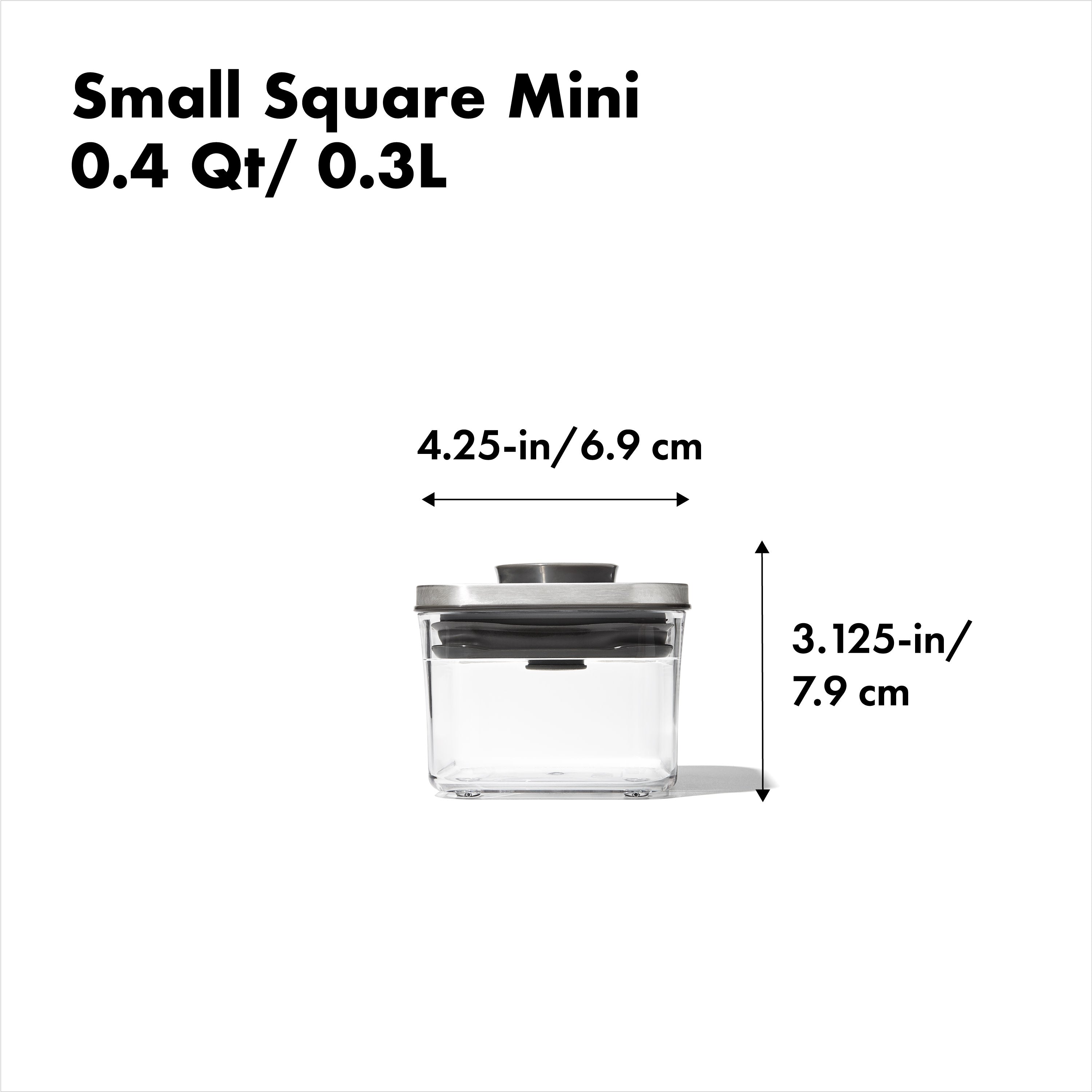 POP Container - Small Square Mini (0.4 Qt) - Steel