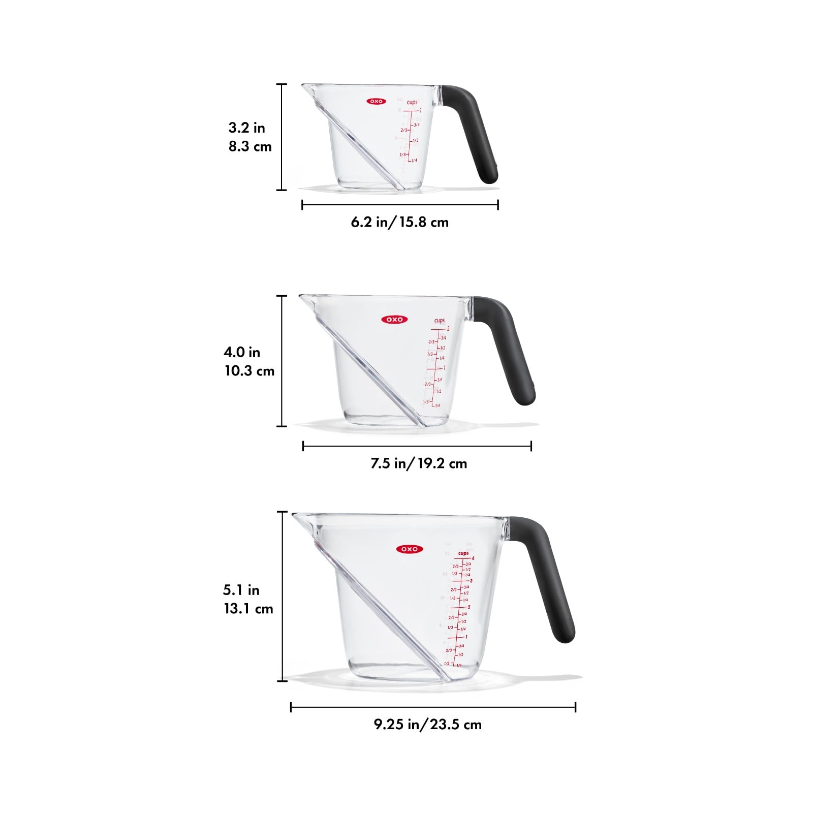 3 Piece Angled Measuring Cup Set