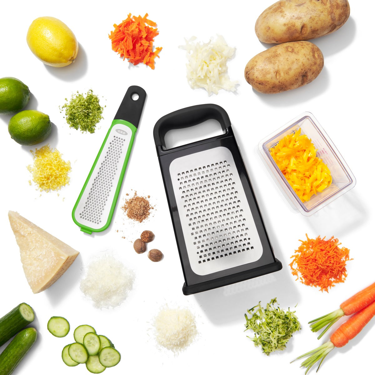 Etched Box Grater With Removable Zester
